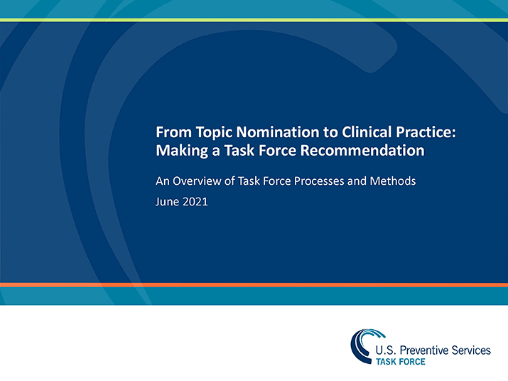 Slide 1. From Topic Nomination to Clinical Practice: Making a Task Force Recommendation. An Overview of Task Force Processes and Methods. June 2021 